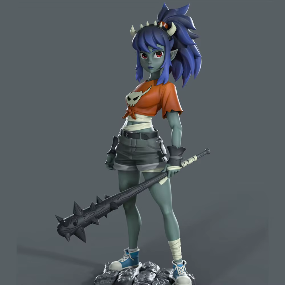 Miniatura estatua de anime GK gris impresa en 3D, sin montar - imagen 3