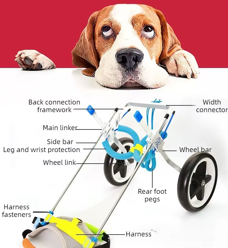 Ajuste de patas traseras en carrito para mascotas
