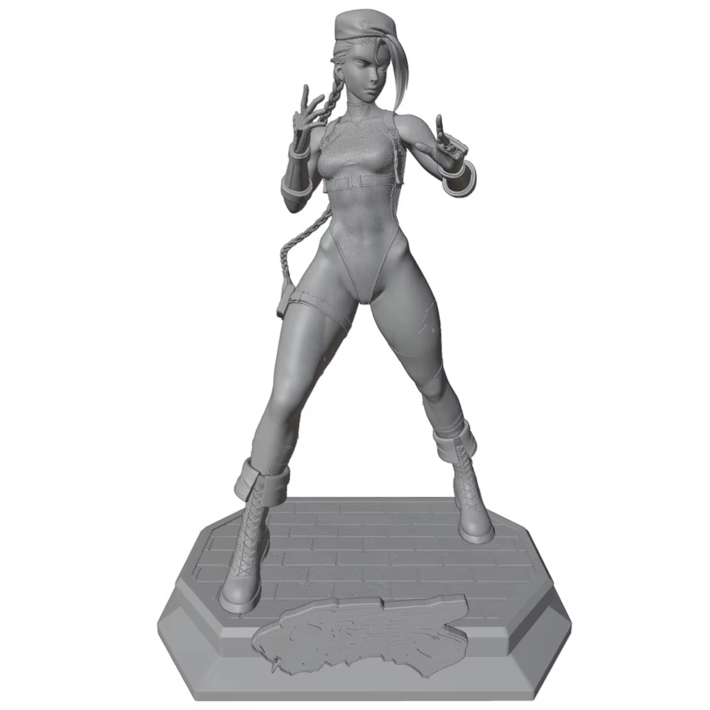 Miniatura de personaje anime gris impresa en 3D, sin montar casero