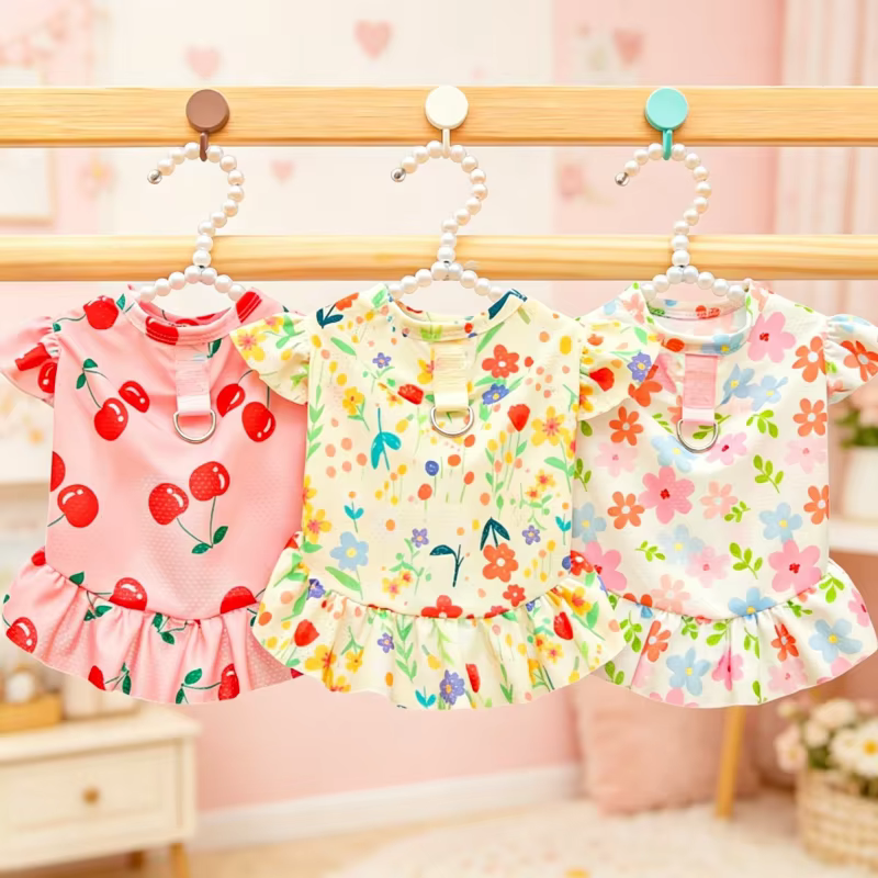 Vestido de verano con volantes, falda para perros Bichón y gatos
