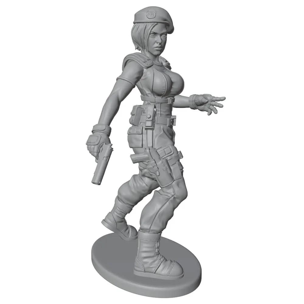 Figura de soldado femenina en resina cruda
