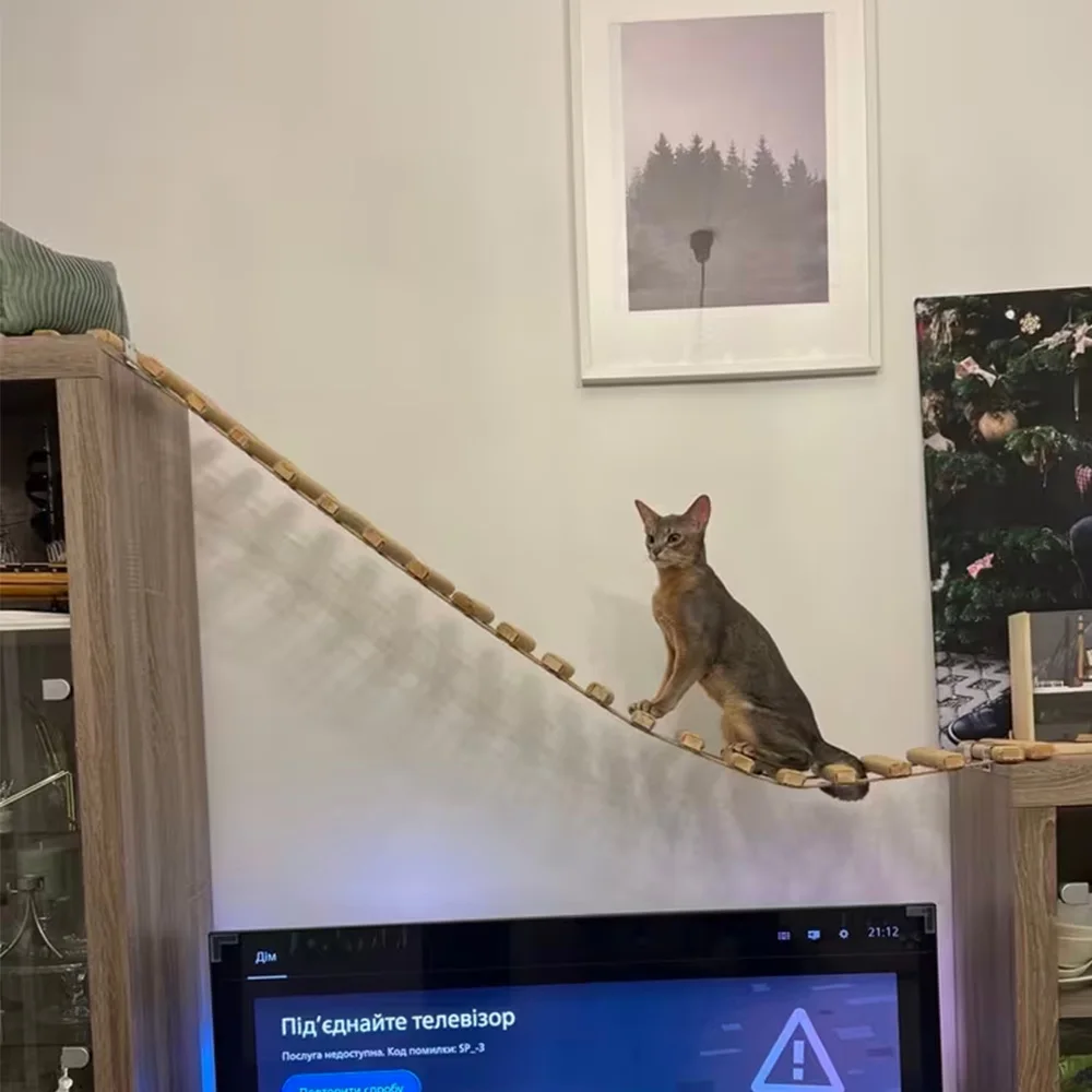 Centro de actividades para gatos en pared: puente de cuerda - imagen 2