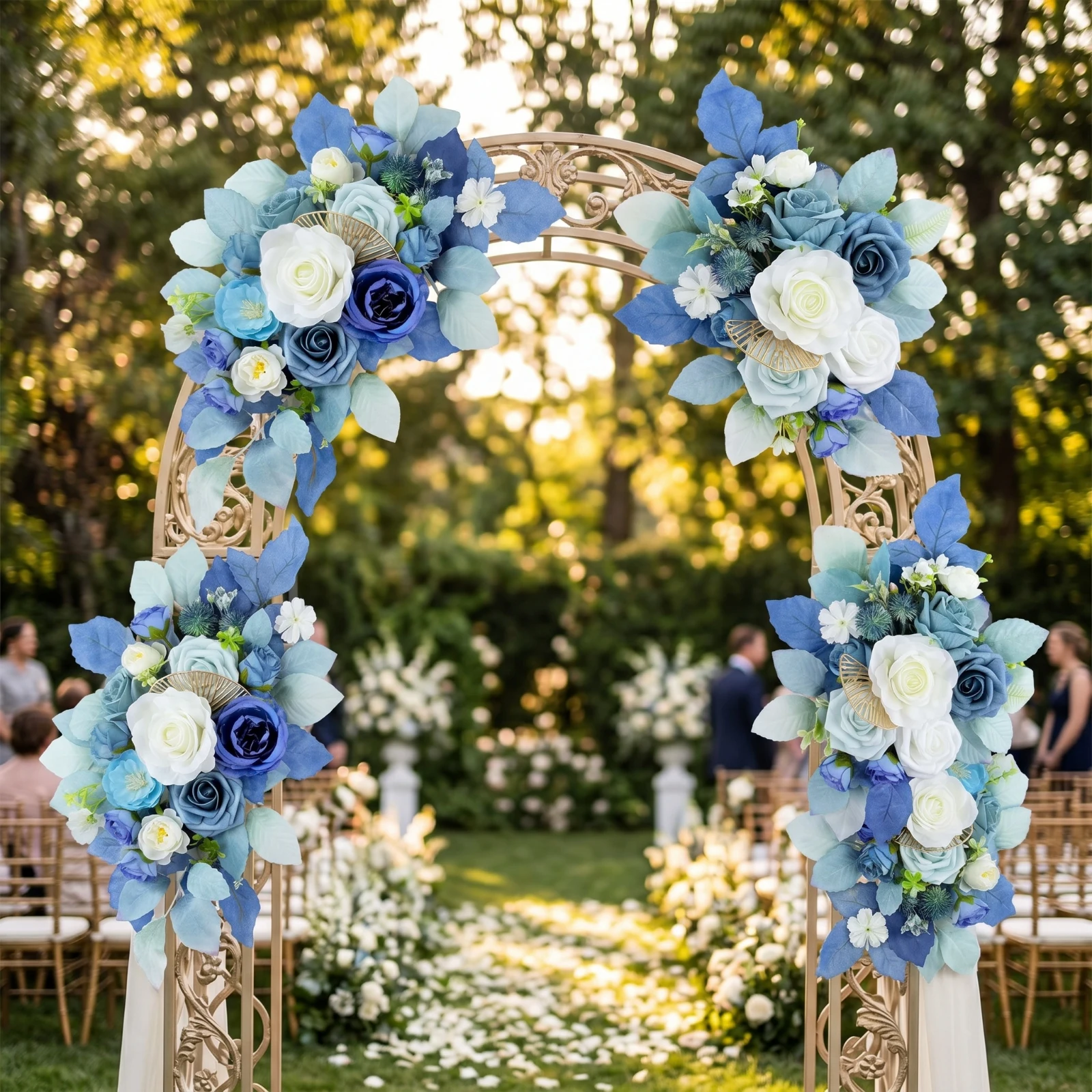 Arco floral de novia para pasillo – Decoración en cascada con flores - imagen 3