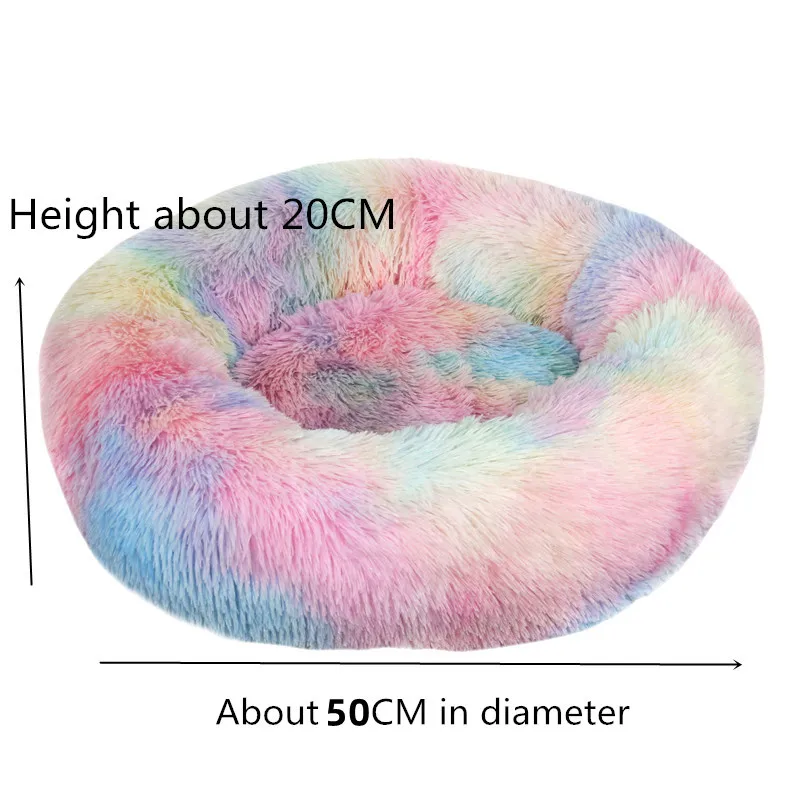 Nido redondo de felpa multicolor para mascotas