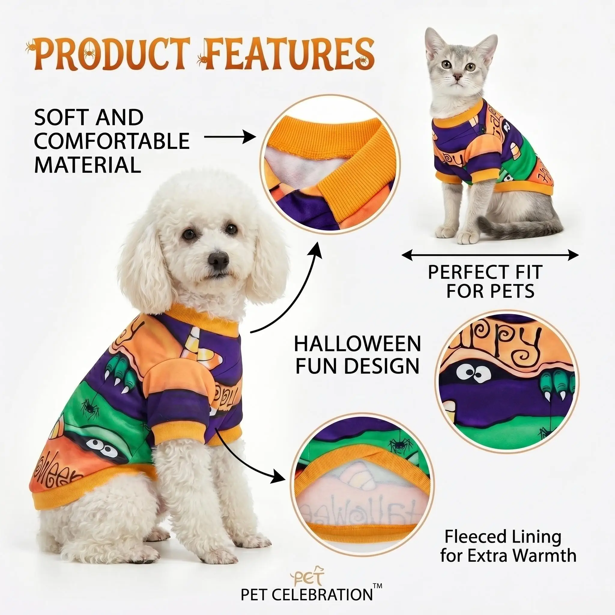 Camiseta suave para perro y gato pequeño en tono festivo