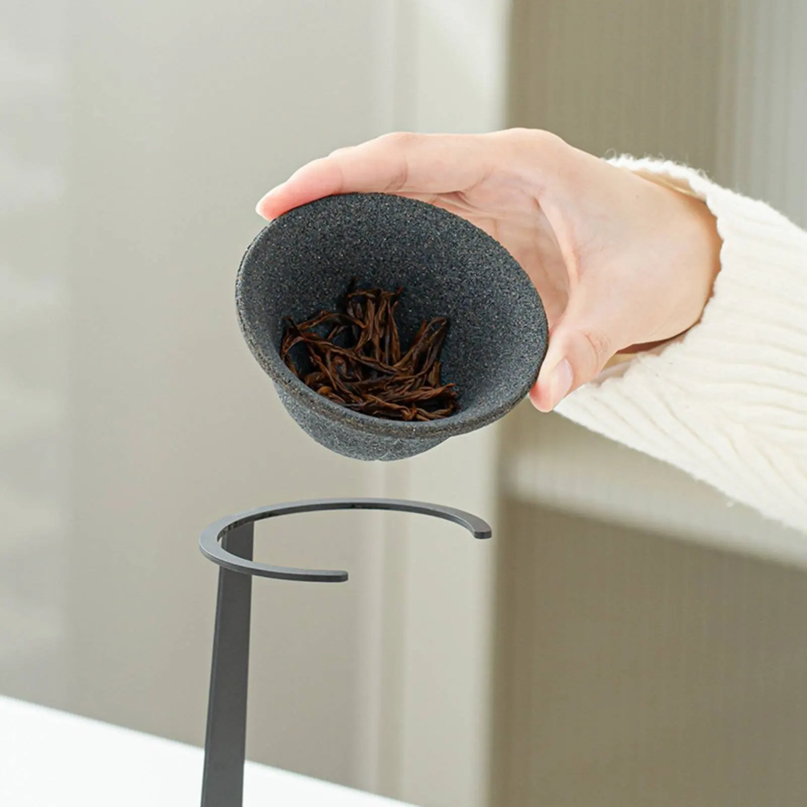 Colador de hojas de té con soporte, filtración rápida y fina