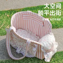 Bolsa de transporte bandolera rayas para gatos y perros pequeños