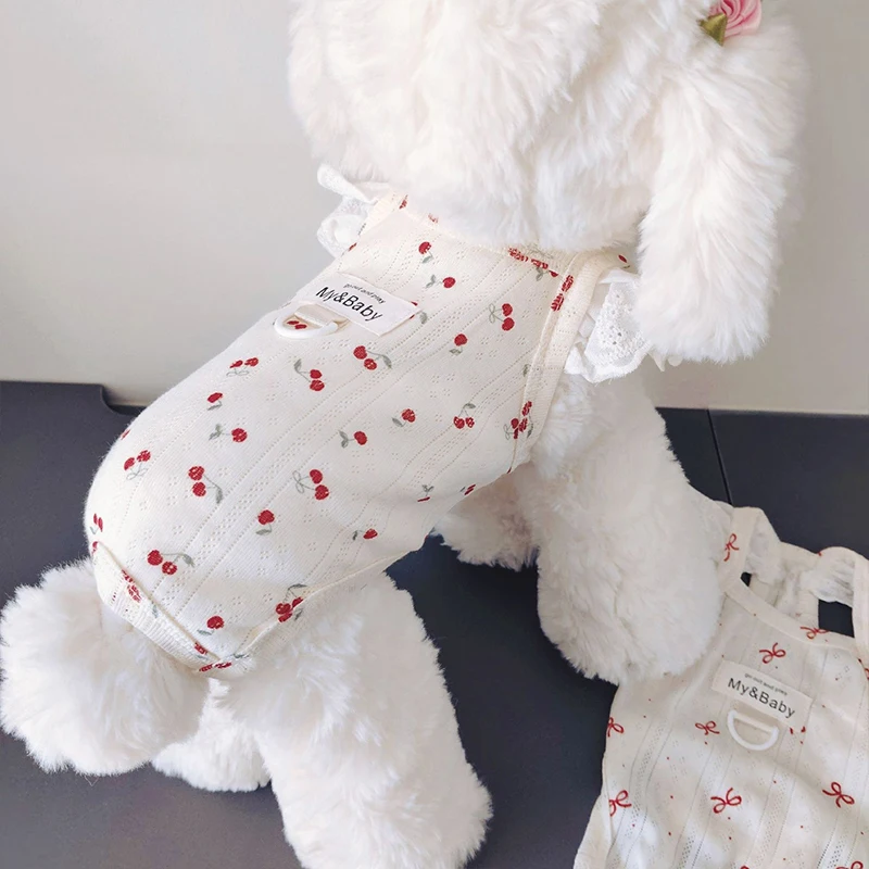 Chaleco blanco con estampado floral para perros pequeños y medianos - imagen 4