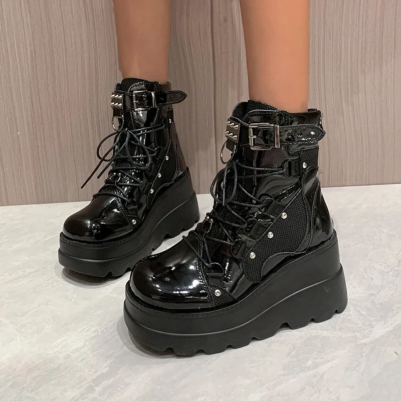 Botines plataforma tacón alto mujer otoño – Modernos con cierre lateral - imagen 5