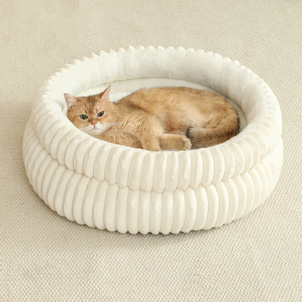 Cama redonda súper suave para gatos y perros – casa de felpa
