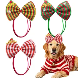 Lazos grandes ajustables para perros - Estilo navideño a rayas