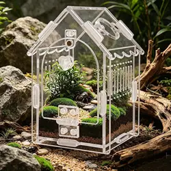 Terrario pequeño para reptiles: recinto ventilado con techo inclinado