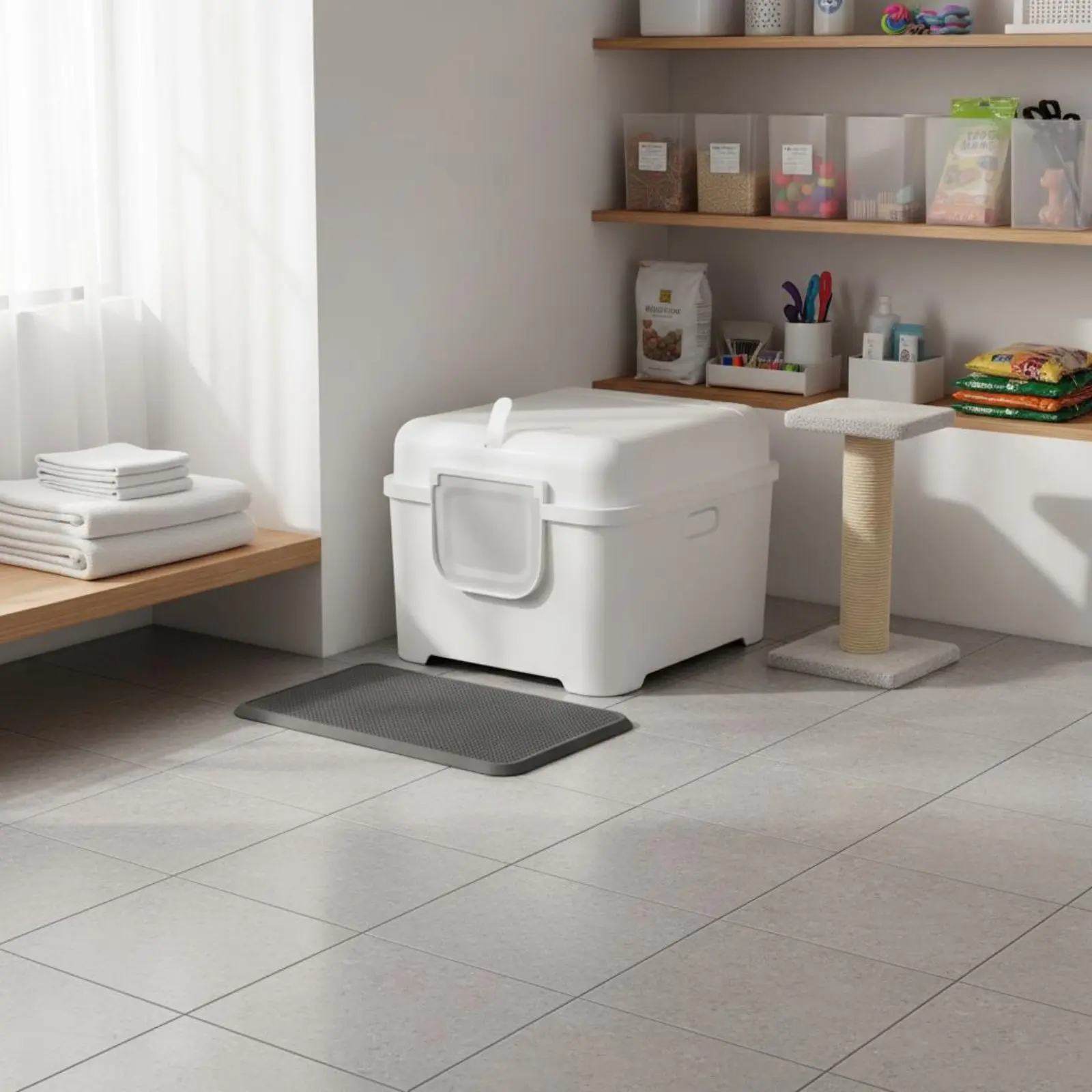 Caja de arena cerrada para gatos extra grande, fácil de limpiar - imagen 2