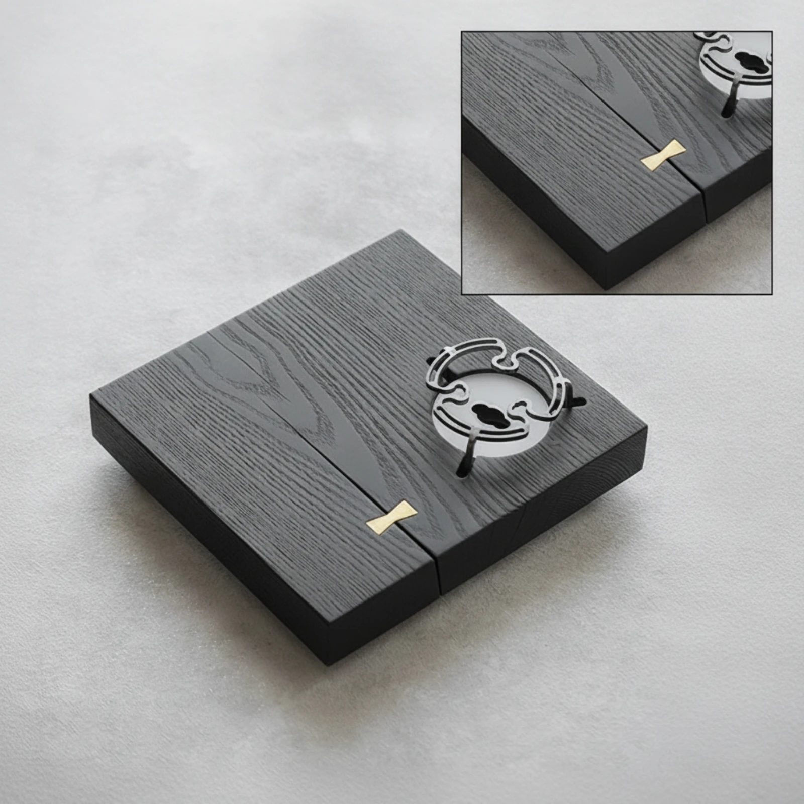 Bandeja de té minimalista de madera – Mesa auxiliar con abertura compacta - imagen 5