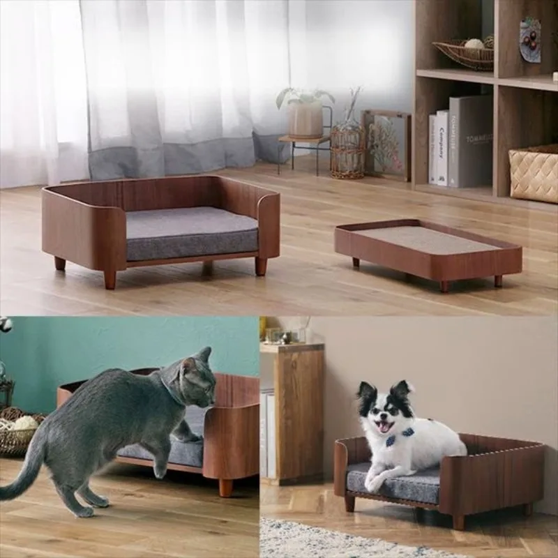 Cama elevada para gatos y perros de interior con colchón extraíble - imagen 4