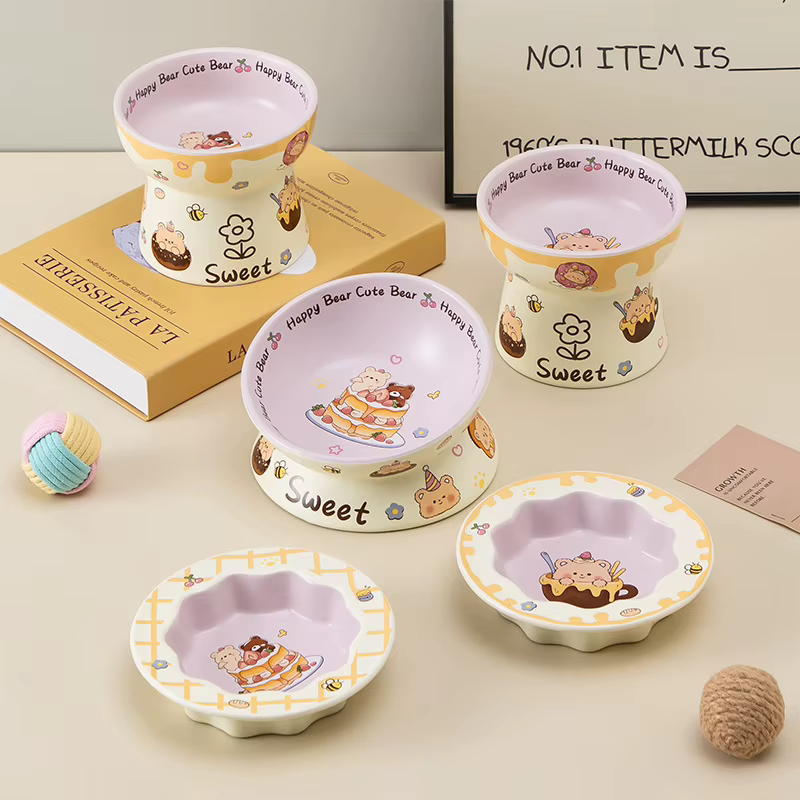 Comedero Cerámica Antideslizante Boca Ancha para Gatos – Comida y Agua con Diseño Infantil - imagen 3