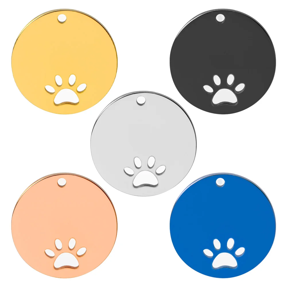 Etiqueta ID acero inoxidable para perro con diseu00f1o de pata