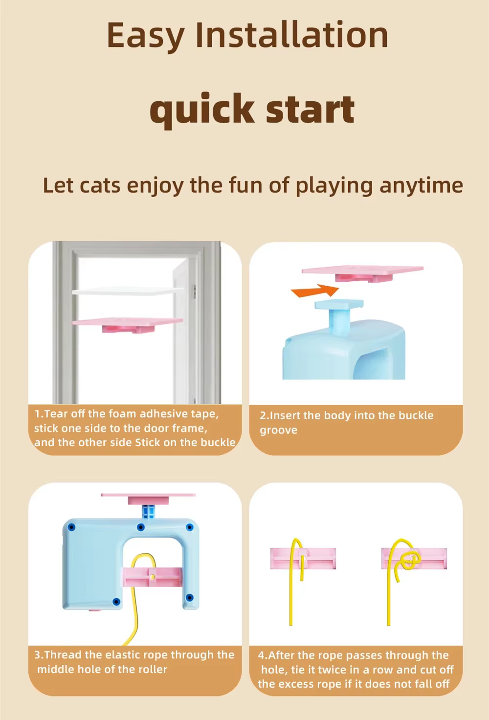 Juguete eléctrico para gatos en uso con cuerda elástica en movimiento