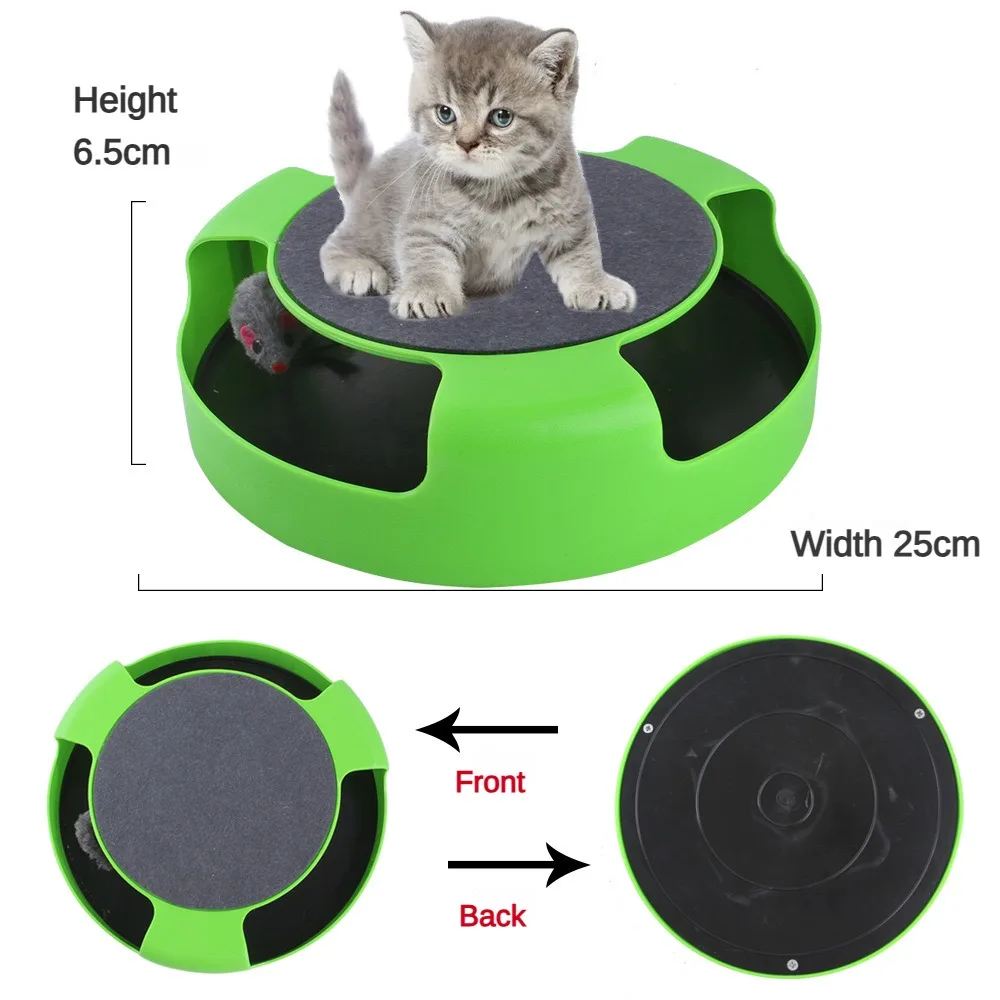 Tocadiscos giratorio con ratón para gatos