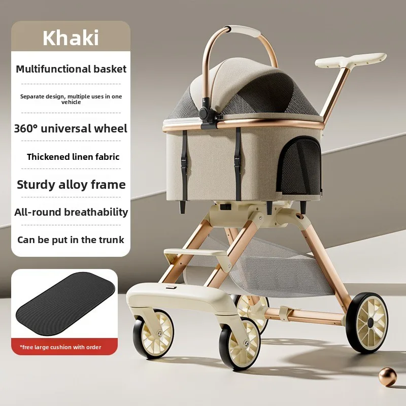 Carrito plegable con clic, desmontable y ligero para gatos y perros - imagen 3