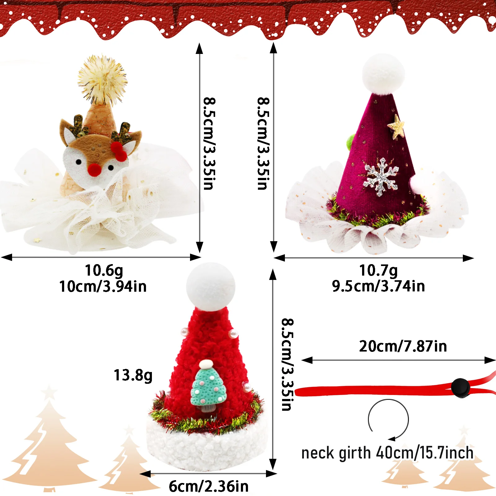 Gorros Navideños Ajustables para Perros y Gatos – Pack de Lazos de Fiestas - imagen 4