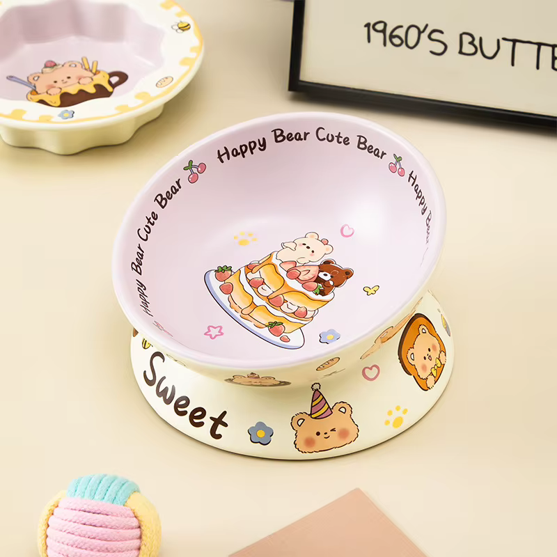 Comedero Cerámica Antideslizante Boca Ancha para Gatos – Comida y Agua con Diseño Infantil - imagen 4