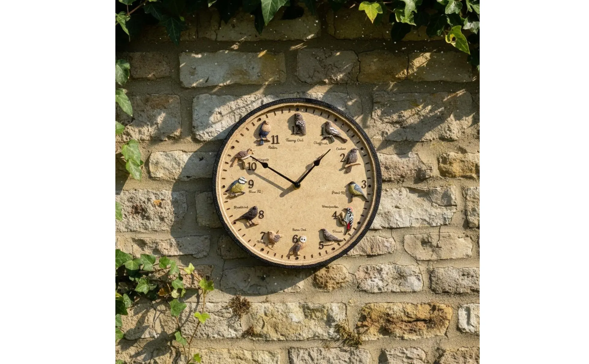 Reloj de pared decorativo con pájaros para patio