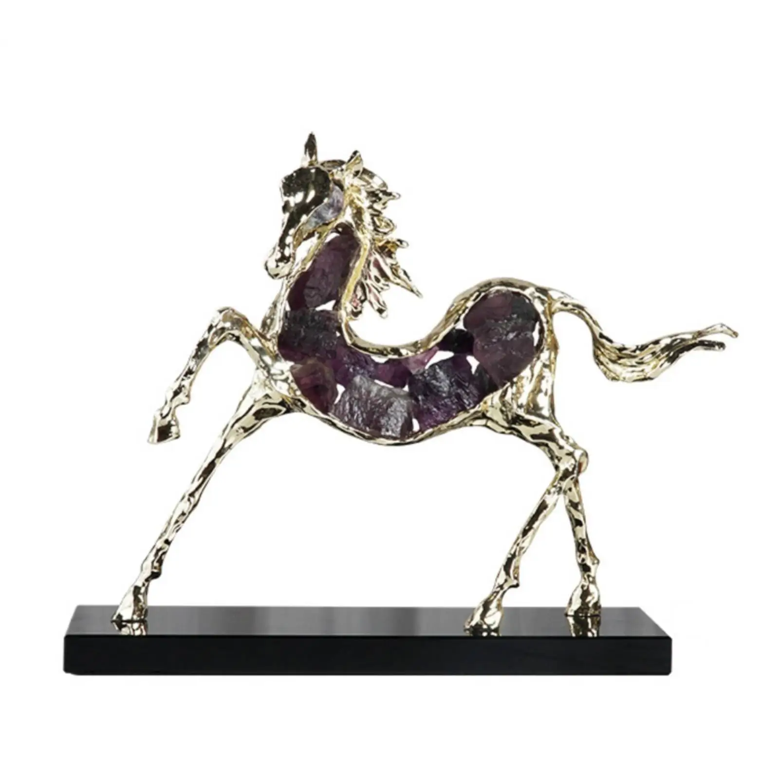 Escultura de Caballo con Cristales y Acabado Metálico Moderno - imagen 4