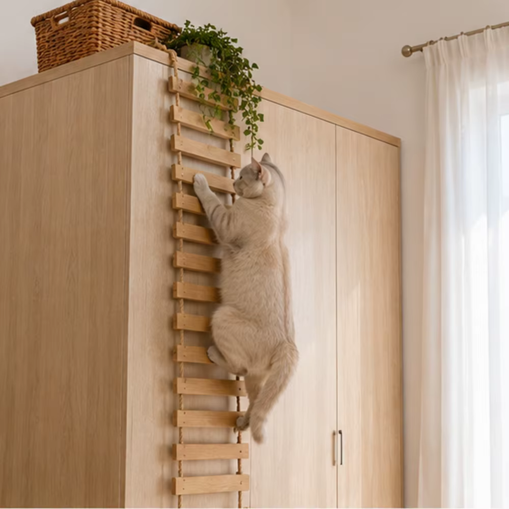 Rascador de Pared para Gatos – Escalador de Cuerda y Puente con Sisal