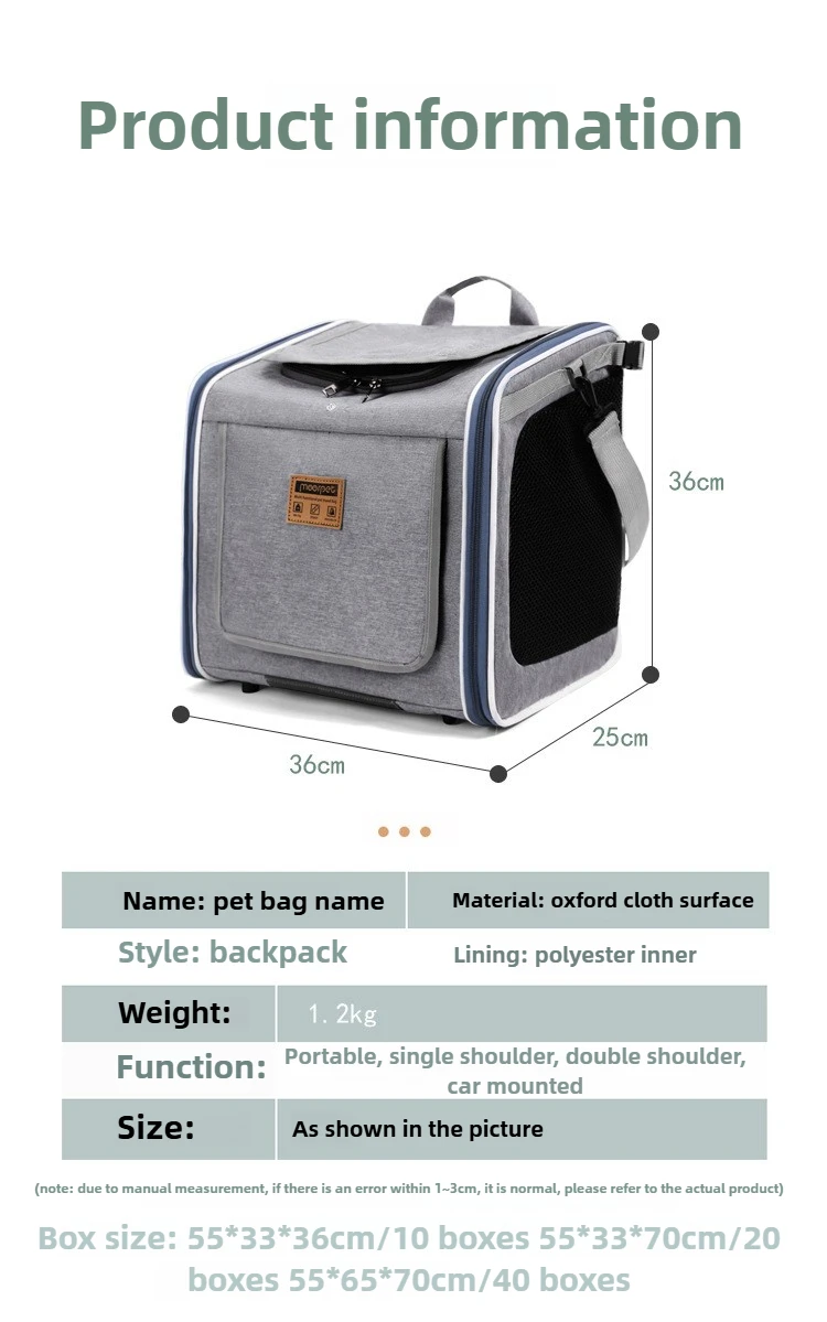 Bolsa para mascotas estilo nórdico vista frontal