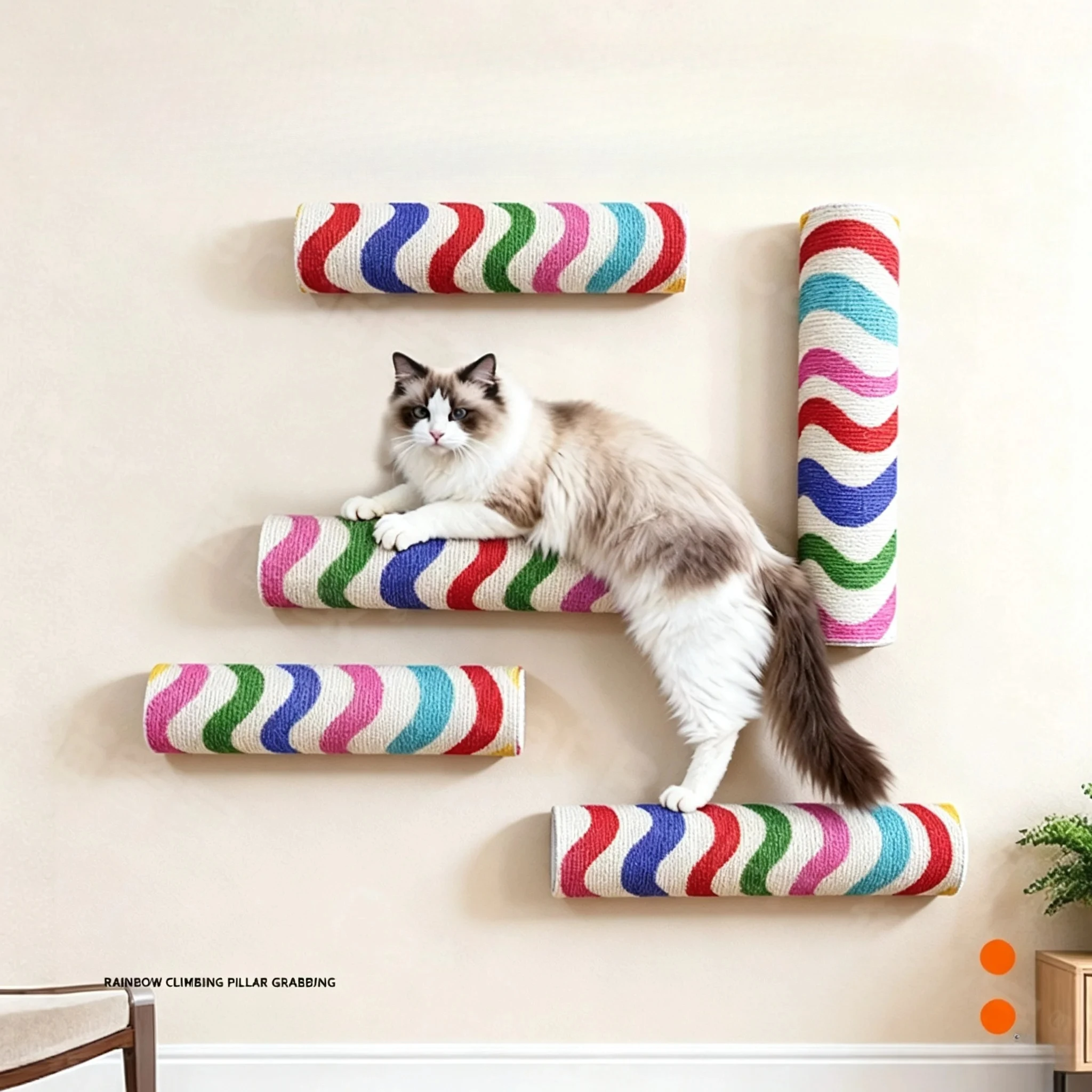 Rascador de Pared para Gatos – Poste Autoadhesivo Cilíndrico - imagen 4