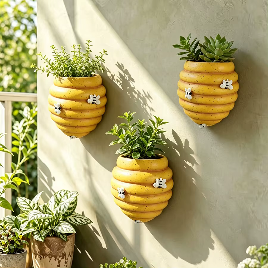 Maceta colgante vertical con panal de abeja, para suculentas - imagen 5