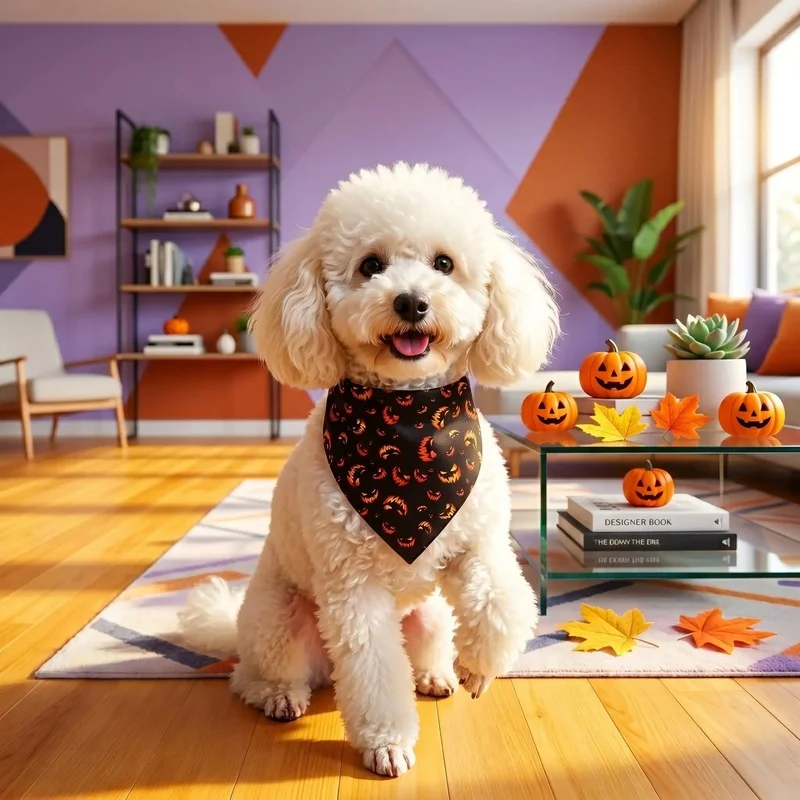 Pañuelo halloween perro gato triangular estampado calabaza - imagen 4