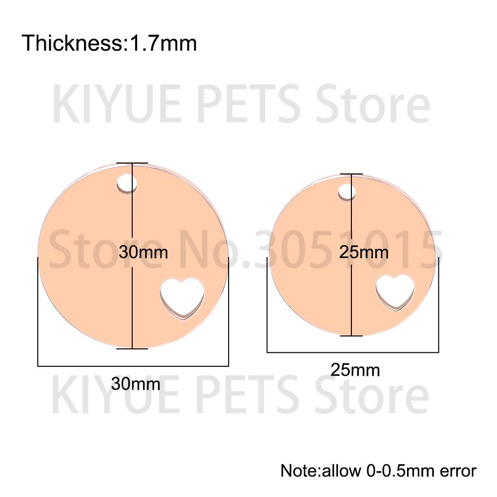 Dijes de corazón para collares de perro y gato, acero inoxidable - imagen 3