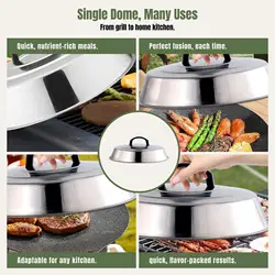 Tapa cúpula vapor para plancha hamburguesas – Cubierta acero inoxidable