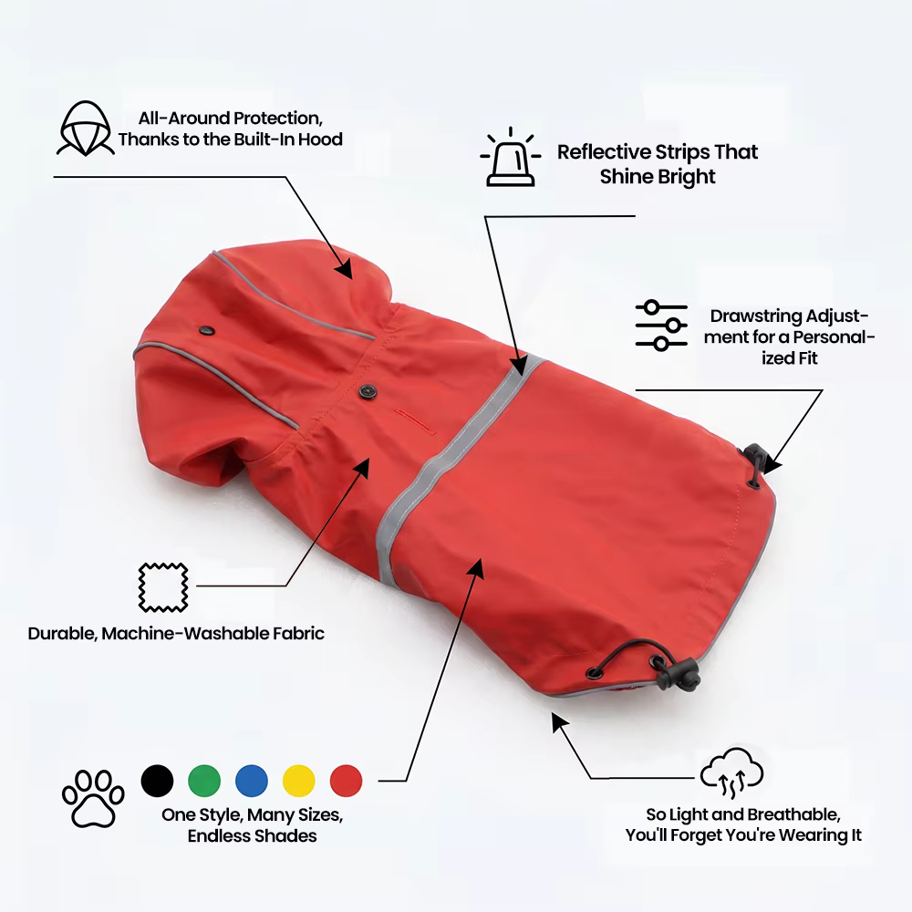 Chaqueta impermeable reflectante para perros con capucha y correa - imagen 3