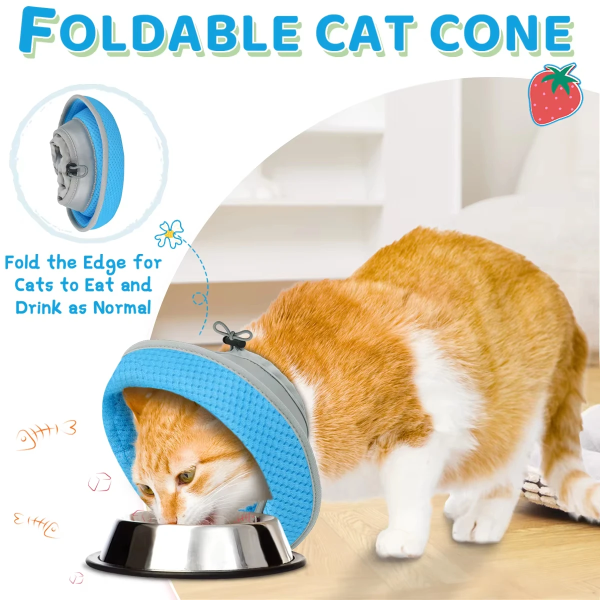 Collar cónico ajustable para gatos y perros – Anti-lamer y post-operatorio - imagen 4