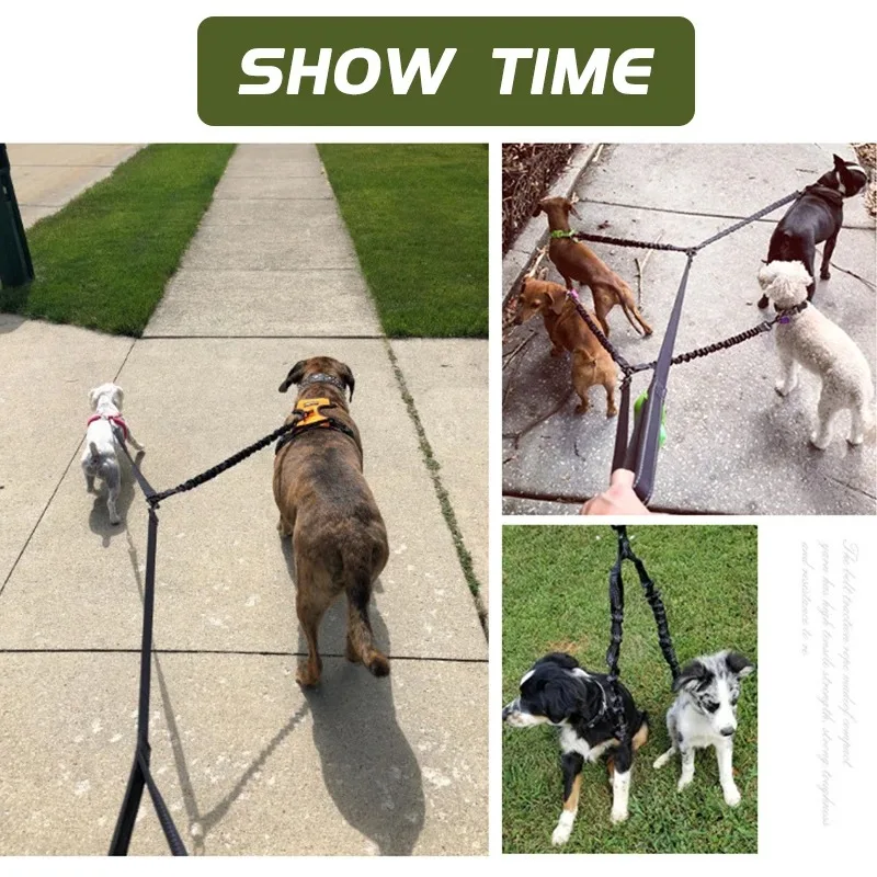 Correa doble elástica extensible para perros – paseo y entrenamiento - imagen 5