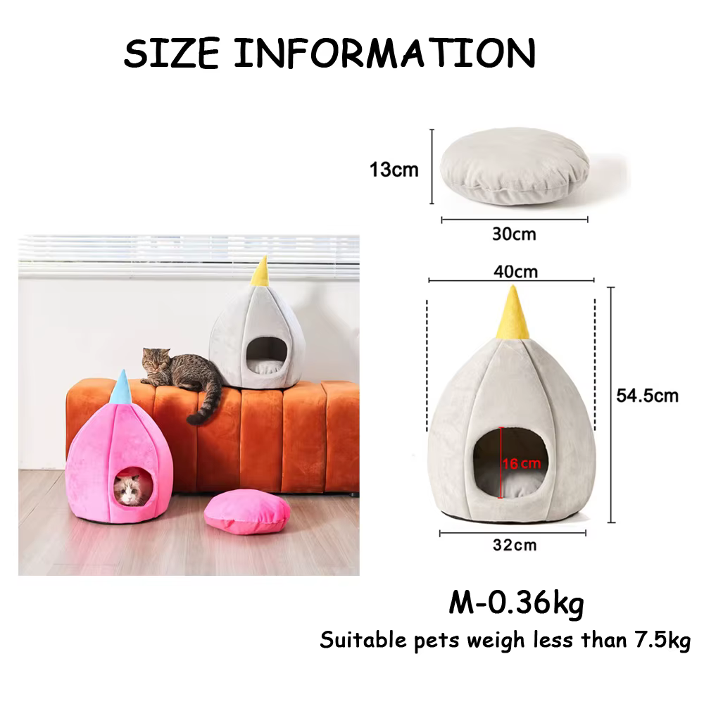 Casa para gatos con diseño de cúpula y cama-sofá