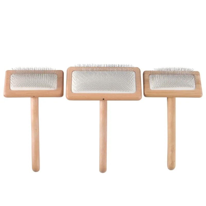 Cepillo de madera con cerdas metálicas para mascotas