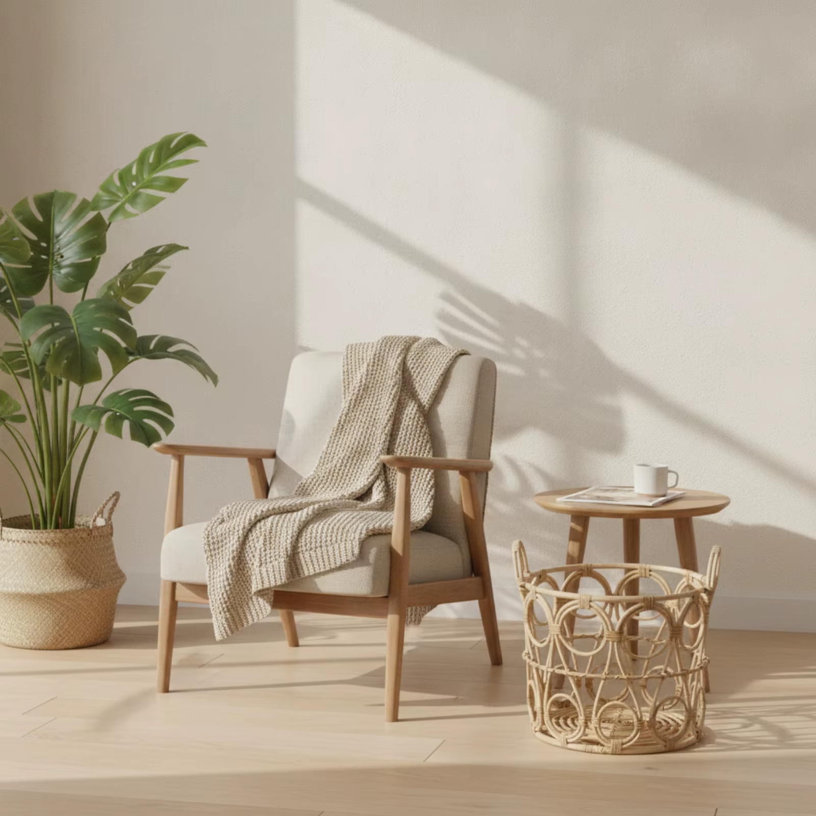 Cama rattan boho para gatos y perros pequeños – Cesto ventilado con asas - imagen 4
