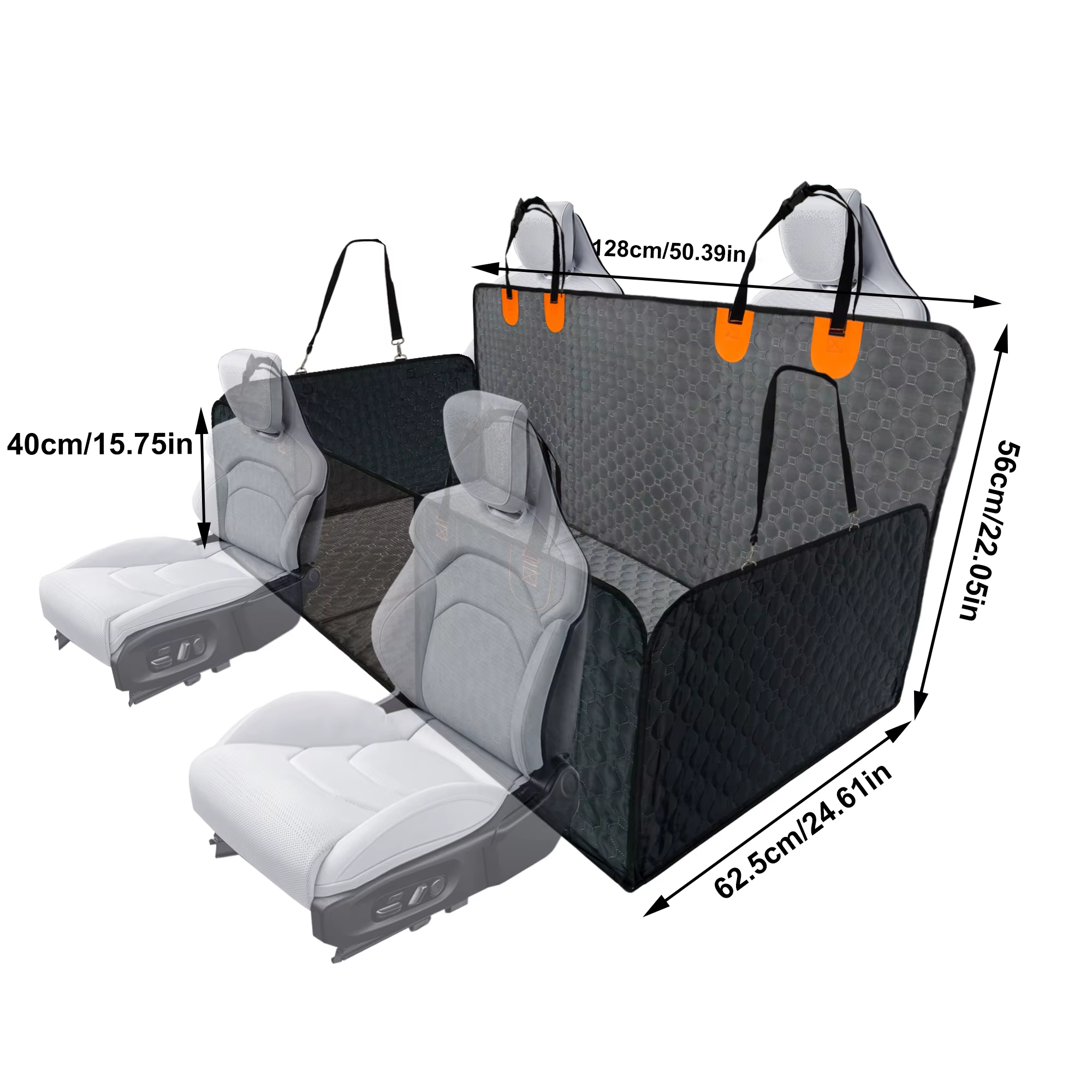 Funda de asiento trasero para perros con base rígida – Protector de coche impermeable - imagen 4
