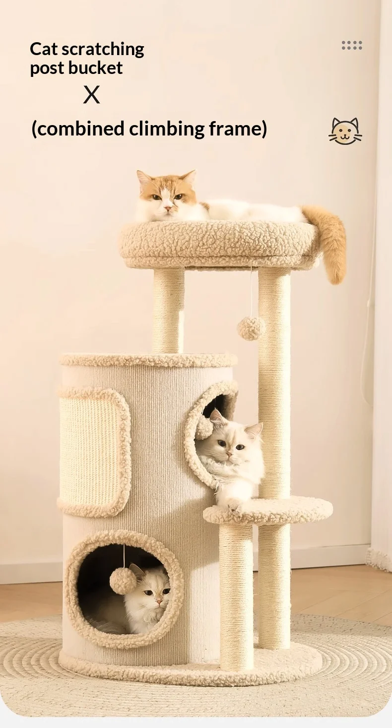 Árbol para gatos ahorrador de espacio con cama tipo toca