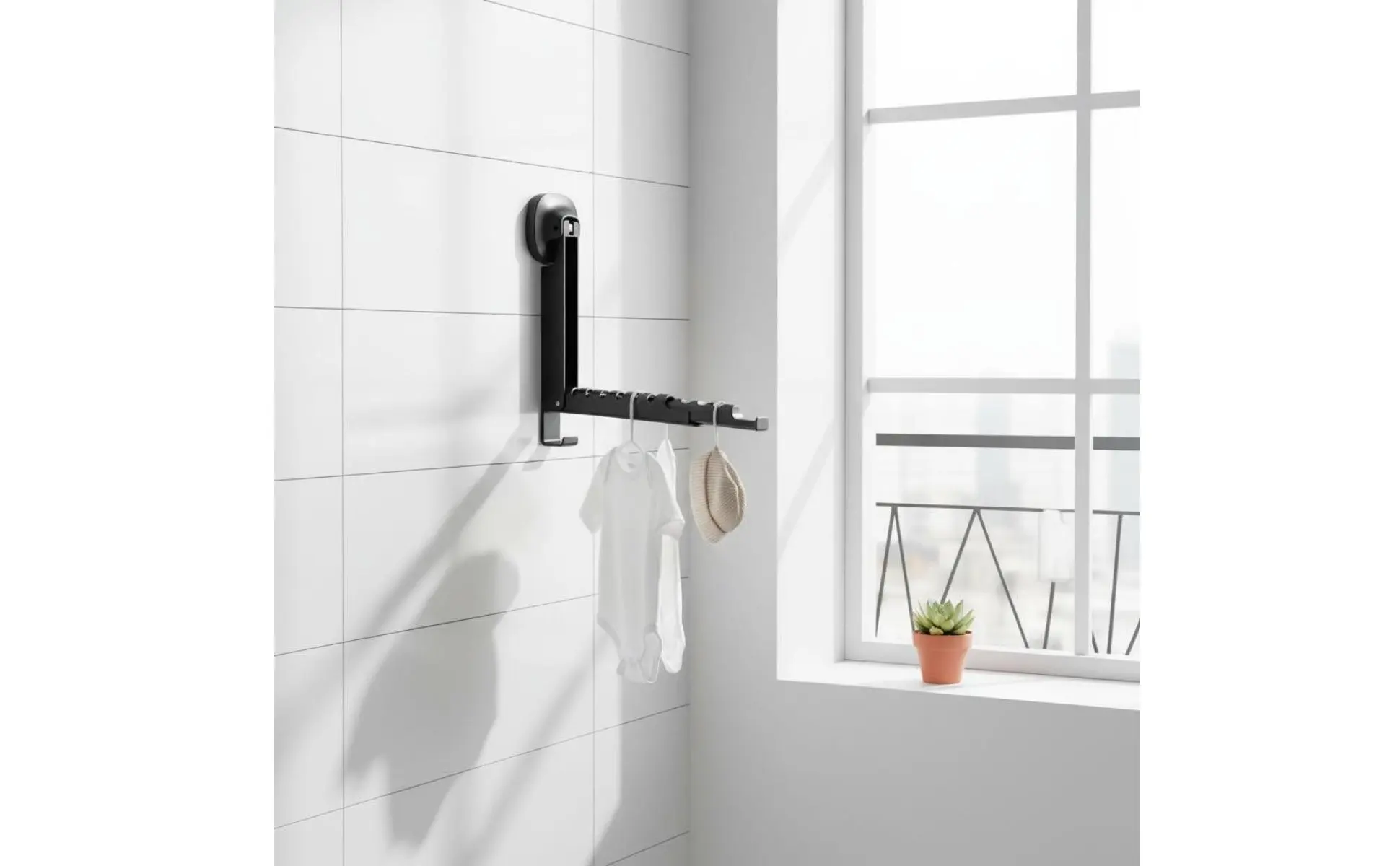 Tendedero de ropa con ventosas y diseño plegable para pared