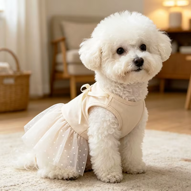 Vestido tutú de tul con lunares para perros pequeños y gatos - imagen 4