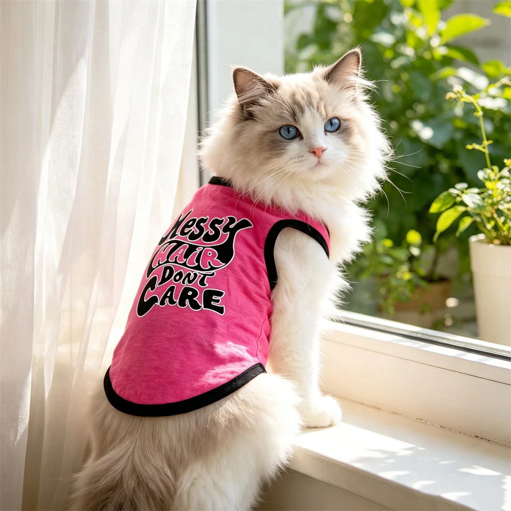 Gatito vistiendo el chaleco con estampado en un entorno hogareño y acogedor