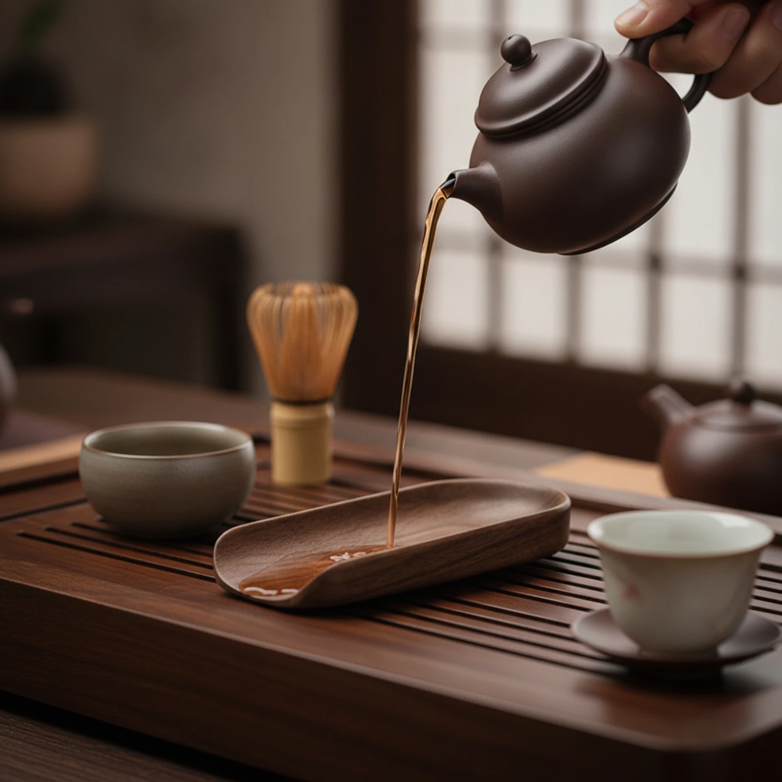Bandeja de té de nogal para mascotas – Mesa auxiliar de madera natural - imagen 2