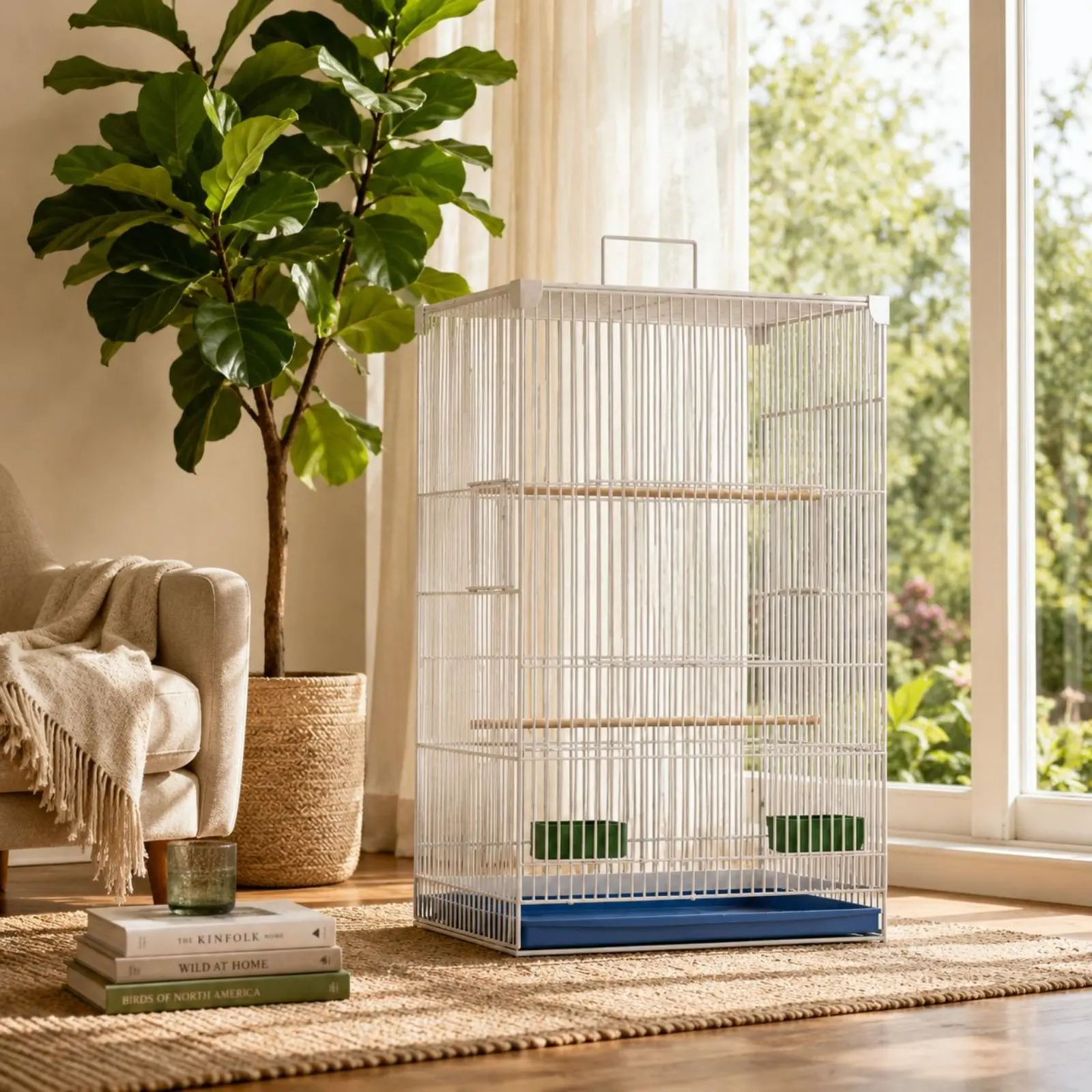 Jaula extra alta para cría de aves, puertas con cerradura y ruedas - imagen 3