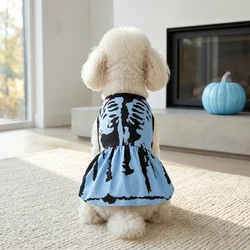 Tutú Azul con Huesos para Perros y Gatos – Disfraz de Halloween