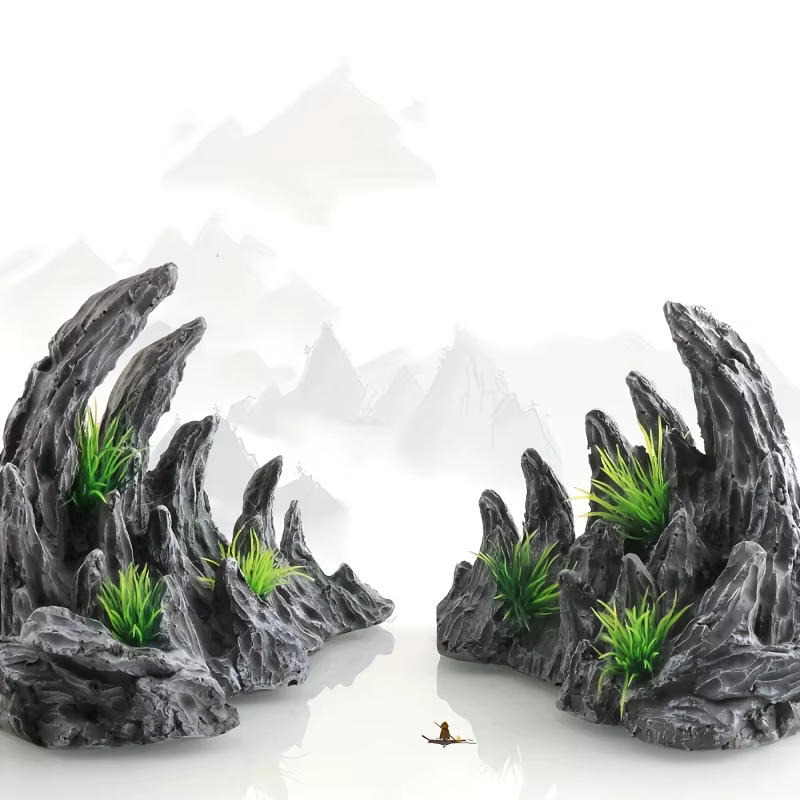Fuente de roca para acuario – Decoración micro paisaje con resina